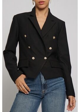 Classic Double-Breasted Black Blazer Jacket